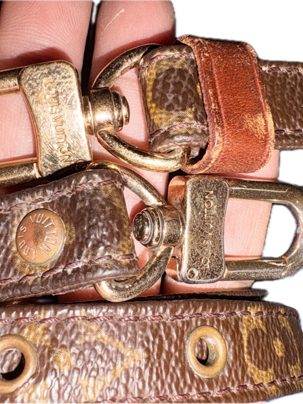 Louis Vuitton Brown Monogram Strap with Gold Hardware
